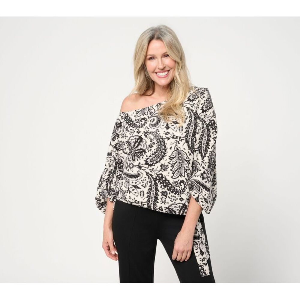 BEAUTIFUL by Lawrence Zarian Women's Top Sz M Off-Shoulder Dolman Black A638952